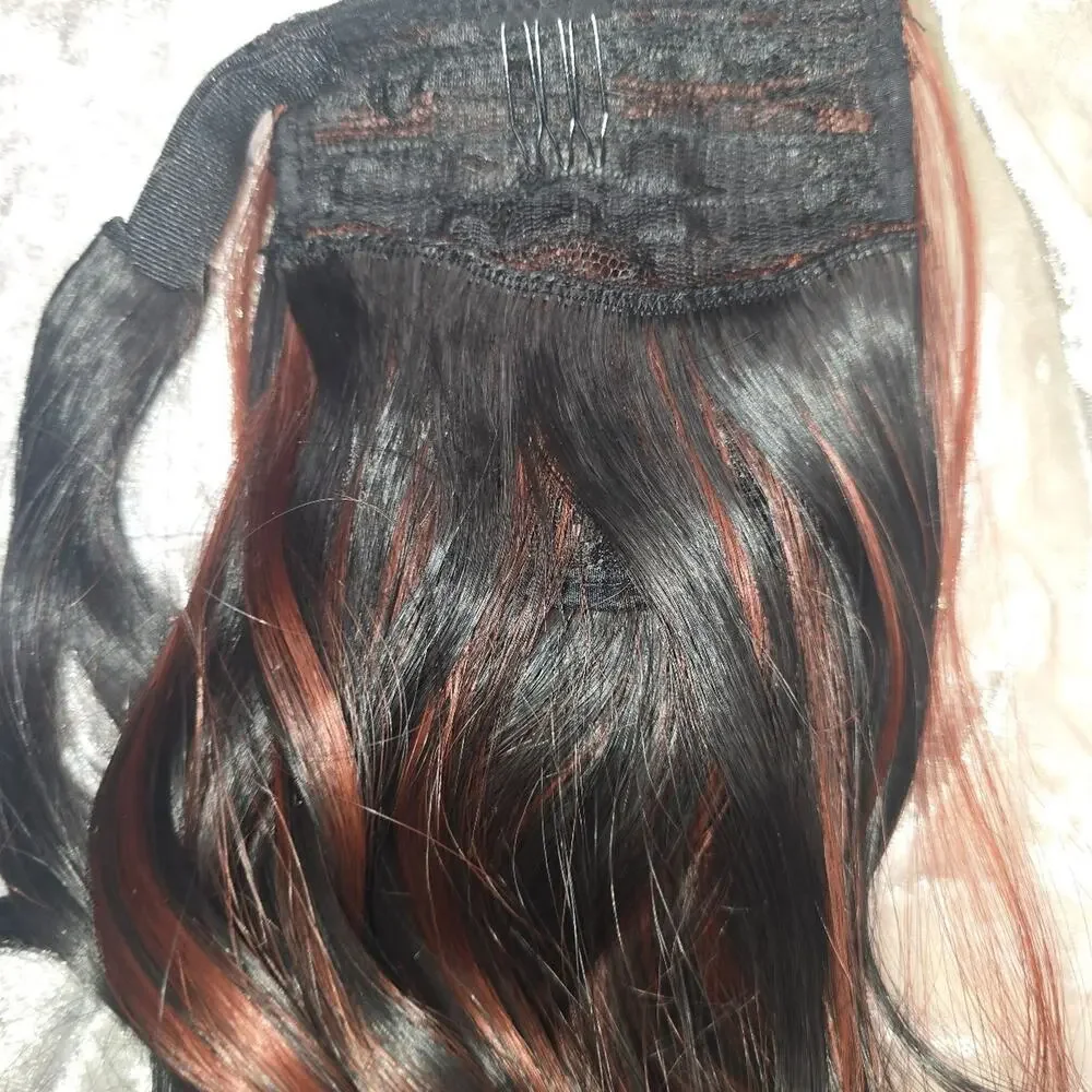 Red and Black Curly Extension ponytail